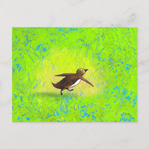 Cartão Postal Arte pinguim apressou-se apressando Grace sob pres