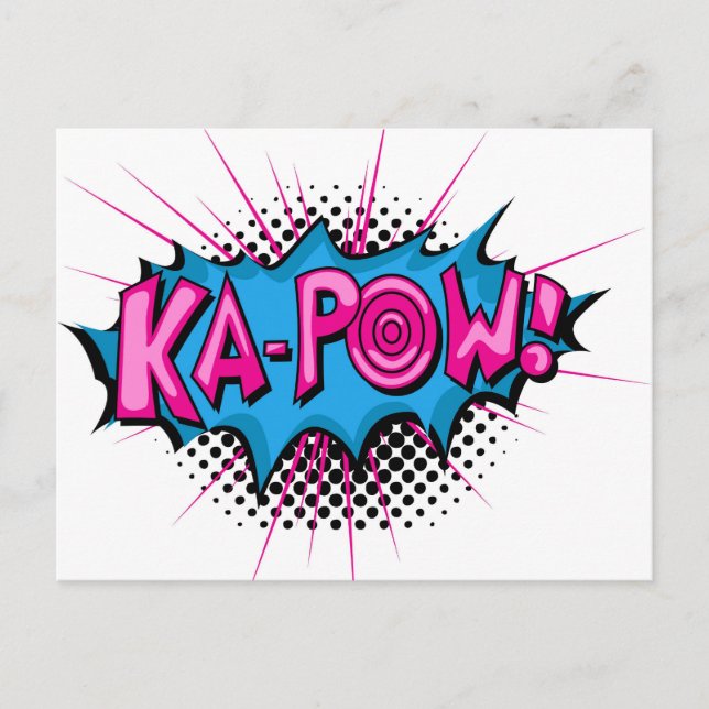 Cartão Postal Arte Pop Comic Ka-Pow! (Frente)