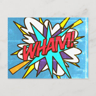 Cartão Postal Arte Pop de Quadrinhos Divertida e Retrô WHAM