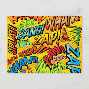 Cartão Postal Arte Pop de Quadrinhos Retrô Divertido