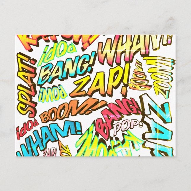 Cartão Postal Arte Pop de Quadrinhos Retrô Divertido (Frente)