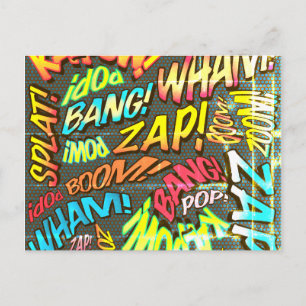 Cartão Postal Arte Pop de Quadrinhos Retrô Divertido