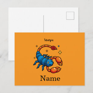 Cartão Postal Arte pop fofo do signo de Escorpião no horóscopo