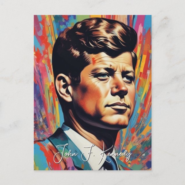 Cartão Postal Arte Pop Jack JFK John F. Kennedy (Frente)