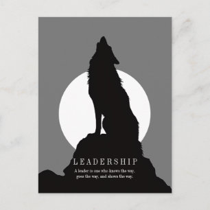 Cartão Postal Arte Pop Liderança Lobo Uivando Cinza Preto