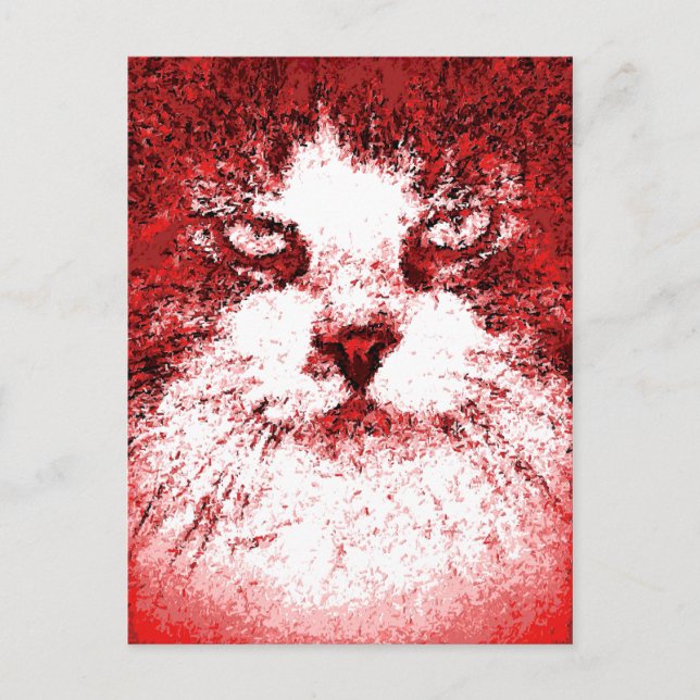 Cartão Postal Arte Pop Moderna Gato Vermelho (Frente)