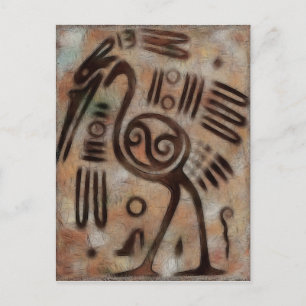 Cartão Postal Arte Popular de Gravuras em Cavernas Mexicanas