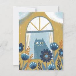 Cartão Postal Arte popular moderna de gato pastel