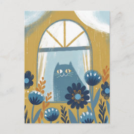 Cartão Postal Arte popular moderna de gato pastel