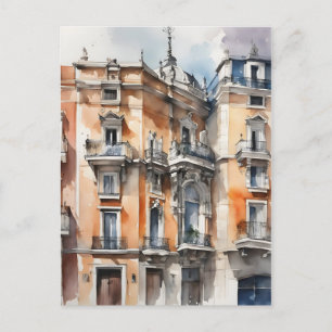 Cartão Postal Arte por aquarela de Madrid