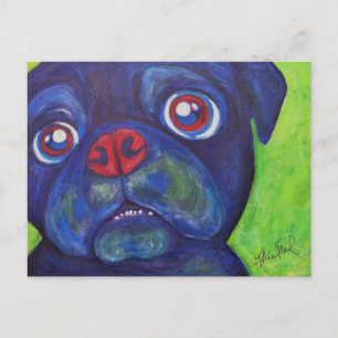 Cartão Postal Arte Pug "Entusiasmo Pugslês"