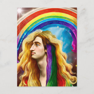 Cartão Postal Arte Rainbow Deity Man Of All love Fantasy