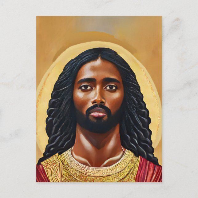 Cartão Postal Arte Religiosa do Cristo Negro Africano (Frente)