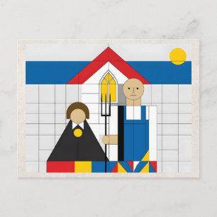 Cartão Postal Arte Remixada de Casal Bauhaus por IA