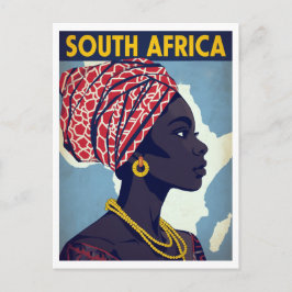 Cartão Postal Arte retrô de retrato de mulher da África do Sul
