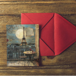 Cartão Postal Arte Romântica Personalizada da Torre Eiffel de Pa