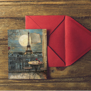 Cartão Postal Arte Romântica Personalizada da Torre Eiffel de Pa
