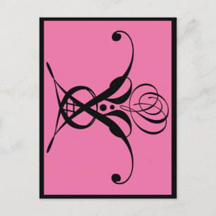Cartão Postal Arte Rosa em Flor Preto Decó Rosa