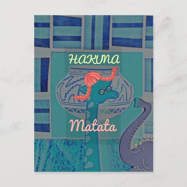 Cartão Postal Arte sobre Girafa Reproduzida: Uma Delícia African (Frente)