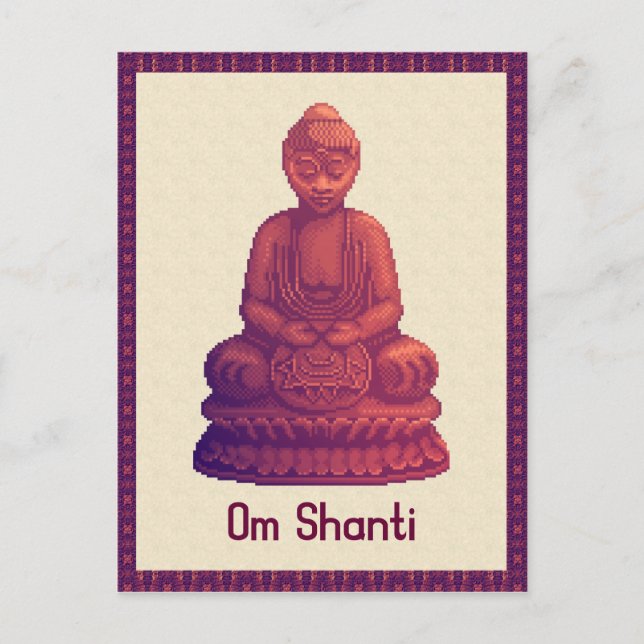Cartão Postal Arte Sunset Buddha Pixel (Frente)