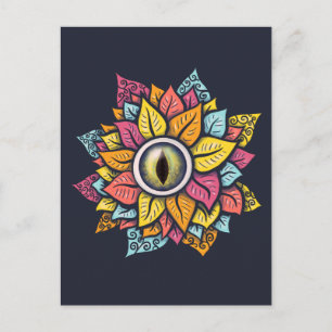 Cartão Postal Arte Surreal Colorida Rebelde Flor Ocular Estranha