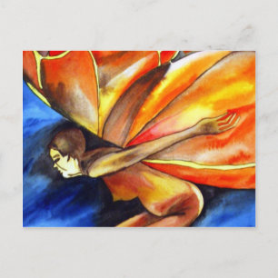 Cartão Postal Arte surreal original de fantasia da menina borbol