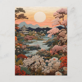 Cartão Postal Arte tradicional japonesa elegante: