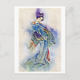Cartão Postal Arte tradicional no japão Geisha Vintage Hokusai