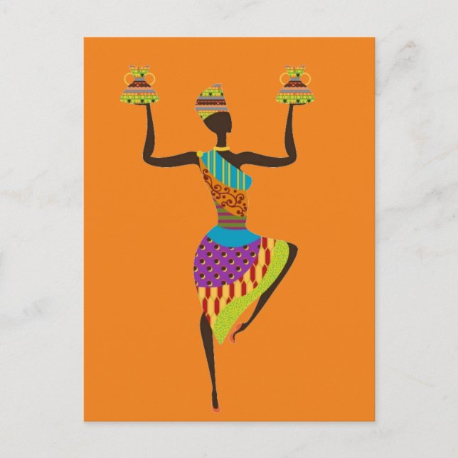 Cartão Postal Arte tribal da senhora africana (Frente)