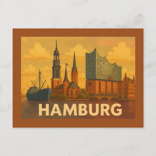Cartão Postal Arte Urbana da Cidade de Hamburgo Alemanha
