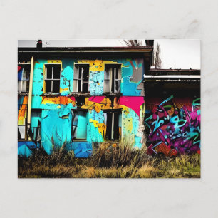 Cartão Postal Arte Urbana Edifício Abandonado Grafite