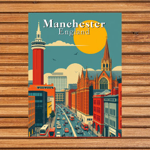 Cartão Postal Arte Urbana Retro de Manchester, Inglaterra