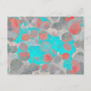 Cartão Postal Arte vermelha azul do padrão floral/floral românti