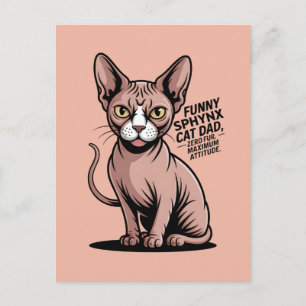 Cartão Postal Arte Vetorial de Pai de Gato Sphynx Engraçado