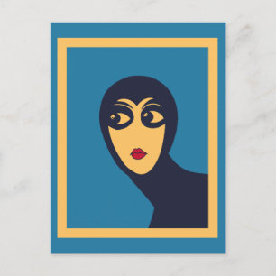 Cartão Postal Arte vetorial mínima da mulher espacial