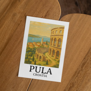 Cartão Postal Arte Viagem Pula Croácia - paisagem urbana