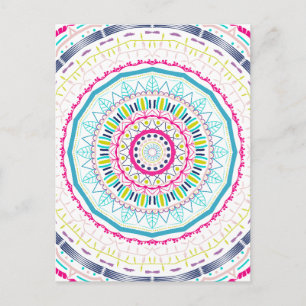 Cartão Postal Arte Vibrante e Colorida de Mandala