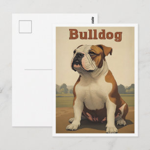 Cartão Postal Arte Vintage Bulldog