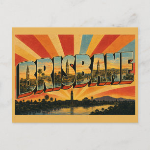 Cartão Postal Arte Vintage da Cidade Ribeirinha de Brisbane Quee