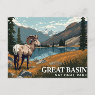 Cartão Postal Arte Vintage de Carneiro Bighorn da Grande Bacia