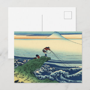 Cartão Postal Arte Vintage de Hokusai - Pescador Kajikazawa