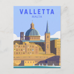Cartão Postal Arte Vintage de Viagem de Valletta Malta