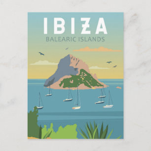 Cartão Postal Arte Vintage de Viagem para Ibiza Espanha