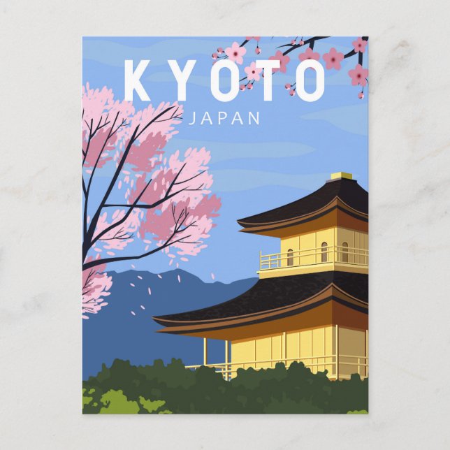 Cartão Postal Arte Vintage de Viagem para o Japão Kyoto (Frente)