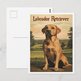 Cartão Postal Arte Vintage do Cão Retriever Labrador