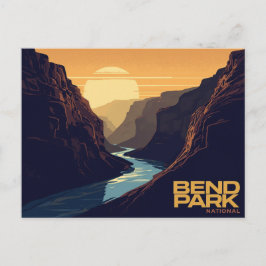 Cartão Postal Arte Vintage do Rio do Canyon do Parque de Bend
