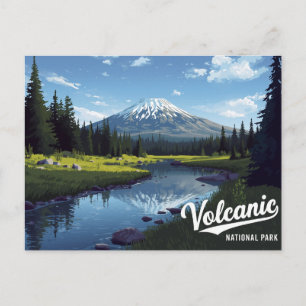 Cartão Postal Arte Vintage do Rio Pico de Neve Vulcânica