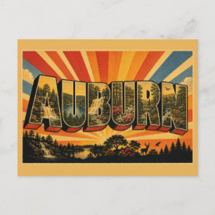 Cartão Postal Arte Vintage Floresta Cachoeira Auburn Alabama