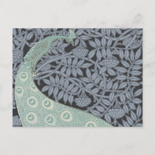 Cartão Postal Arte Vintage Nouveau Pavão Azul Verneuil