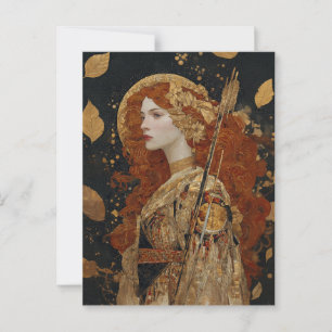 Cartão Postal Artemis: A Caçadora de Outono Art Nouveau